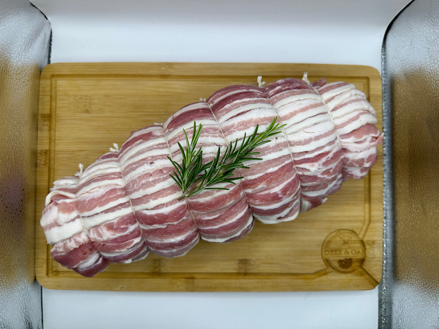 Free range turkey breasts wrapped in bacon